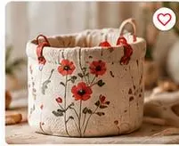 Текстильная корзина с маками